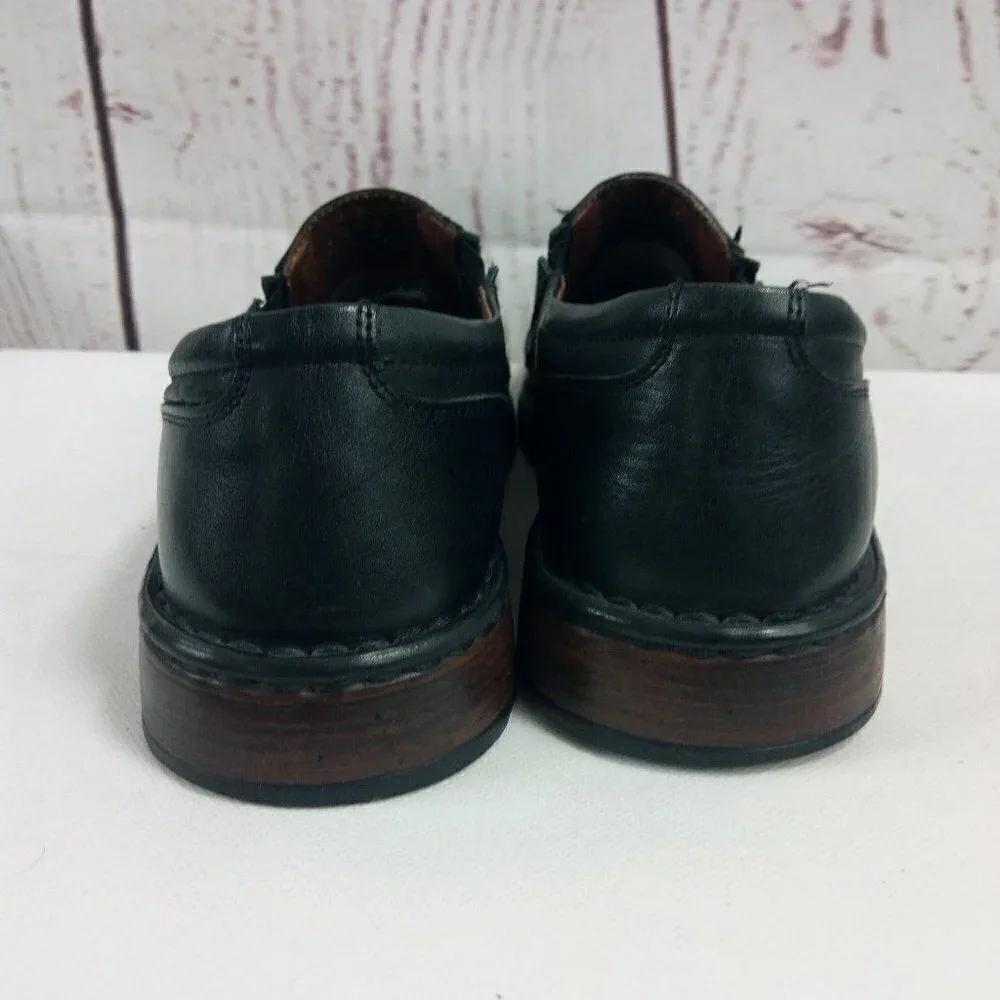 Natha Studio Black Leather Slip On Loafer Shoes